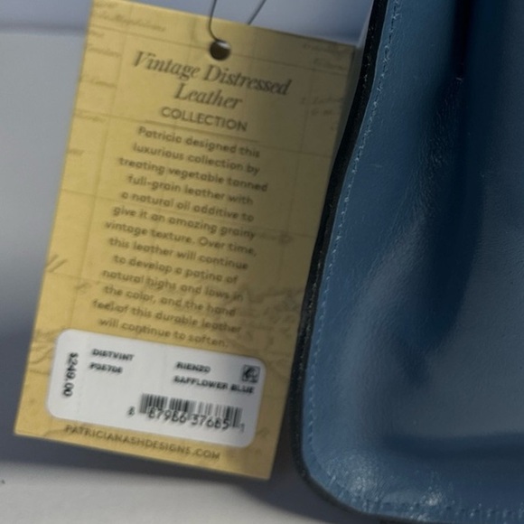 Patricia Nash Safflower Blue Leather Satchel Rienzo Italian Pheasant New - Picture 14 of 14